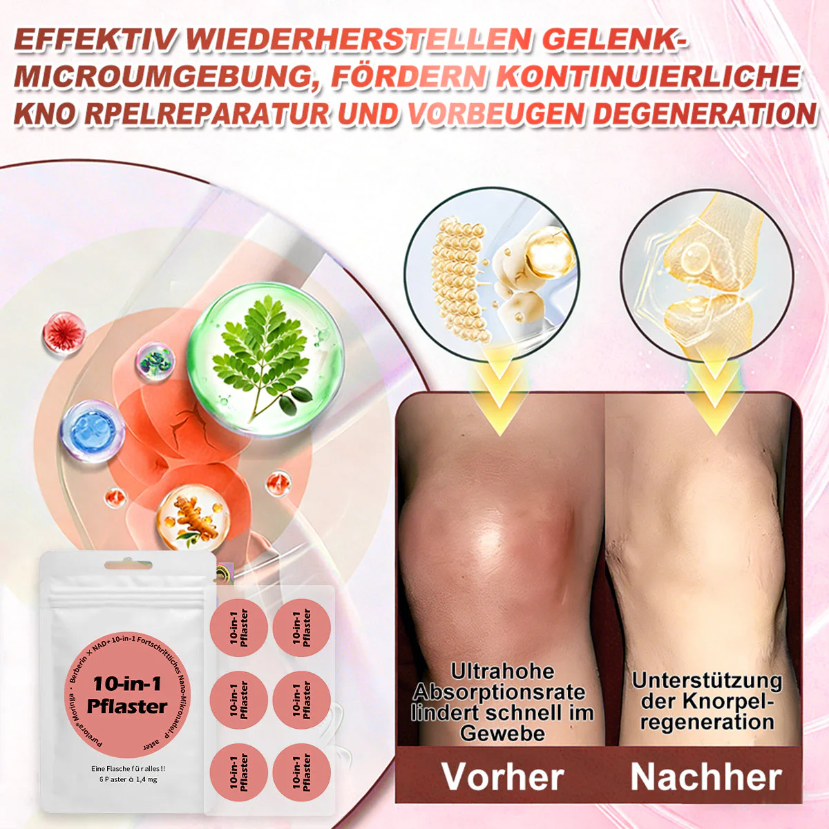 Offizieller Bestseller丨Purelora® Moringa Berberine NAD+ 10-in-1 Nano-Mikronadel-Patch (Nur einmal täglich, sichtbare Veränderungen in 7 Tagen) ✅ Für Übergewicht, lockere Haut, Diabetes, Schlafapnoe, Gelenkprobleme und mehr - Image 3