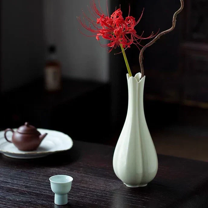 Handmade White Ceramic Tall Vase - Image 6