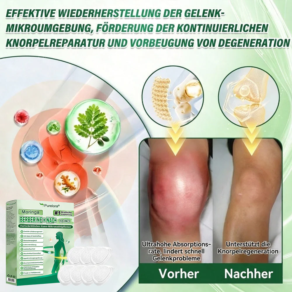 💖Offizieller Bestseller丨Purelora® Moringa Berberinex NAD+ 10-in-1 Nano-Mikronadel-Patch (Nur einmal täglich, sichtbare Veränderungen in 7 Tagen) ✅ Für Übergewicht, lockere Haut, Diabetes, Schlafapnoe, Gelenkprobleme und mehr - Image 3